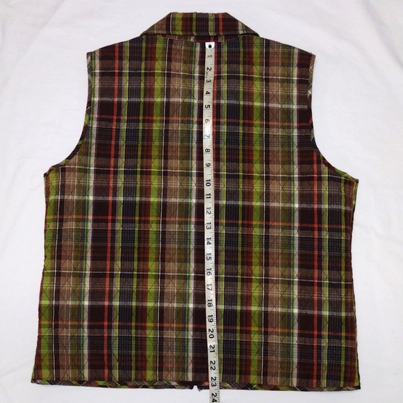 Christopher & Banks Women's Quilted Vest Large Plaid and Floral Pattern - Picture 8 of 9